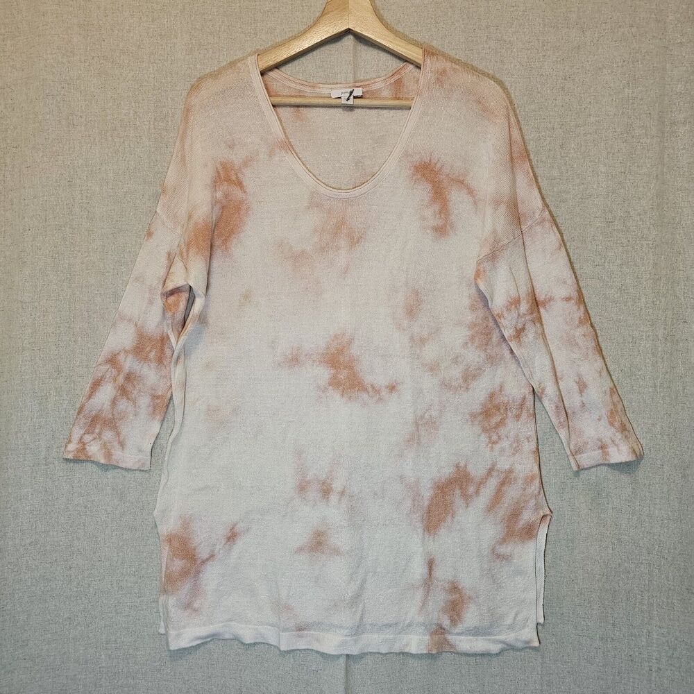 Pure Jill J Jill Tunic Linen Blend Peach Pink Tie Dye Casual Vacation Workwear M